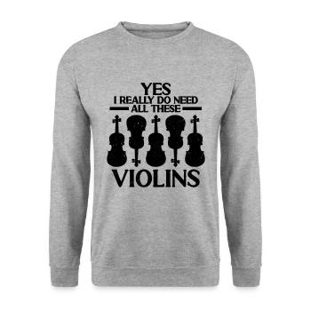 I Really Do Need Violin Retro Music Note Violinist - Unisex Sweatshirt - salt & pepper - Front - Alina (178cm) & Michal (187cm)