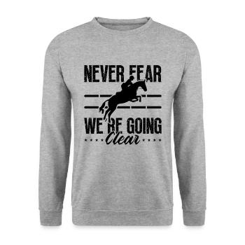 Never Fear We're Show Jumping Horses Show Jumper - Unisex Pullover - Weißgrau meliert - Vorne - Alina (178cm) & Michal (187cm)