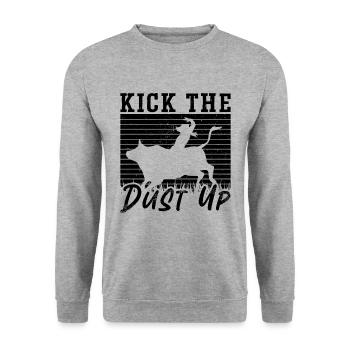 Kick The Dust Bull Riding Rodeo Cowboy Bull Rider - Unisex Pullover - Weißgrau meliert - Vorne - Alina (178cm) & Michal (187cm)