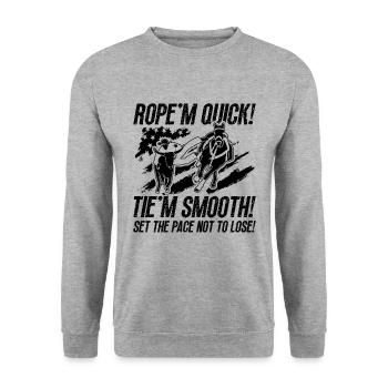 Rope'm Quick Tie'm Smooth Wrestling Steer Wrestler - Sweat-shirt Unisexe - gris chiné - Devant - Alina (178cm) & Michal (187cm)