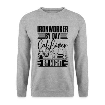 Ironworker By Day Cat Lover By Welder Ironworkers - Unisex Sweatshirt - salt & pepper - Front - Alina (178cm) & Michal (187cm)