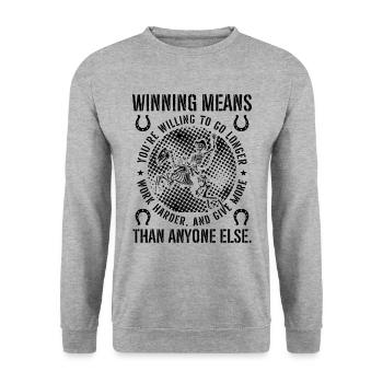 Winning Means You're Cutting Horse Rodeo Horseman - Unisex Pullover - Weißgrau meliert - Vorne - Alina (178cm) & Michal (187cm)