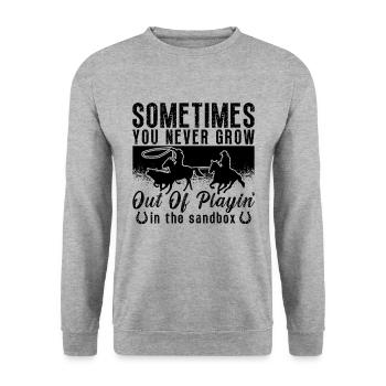 Sometimes You Never Grow Western Riding Horseman - Unisex Sweatshirt - salt & pepper - Front - Alina (178cm) & Michal (187cm)