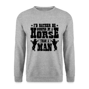 I'd Rather Be Dumped By Rodeo Rider Bareback Rider - Unisex Pullover - Weißgrau meliert - Vorne - Alina (178cm) & Michal (187cm)