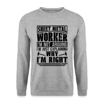 Sheet Metal Worker I'm Not Arguing I'm Mechanic - Unisex Sweatshirt - salt & pepper - Front - Alina (178cm) & Michal (187cm)