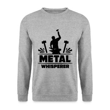 Metal Whisperer Forging Anvils Forger Blacksmiths - Unisex Sweatshirt - salt & pepper - Front - Alina (178cm) & Michal (187cm)
