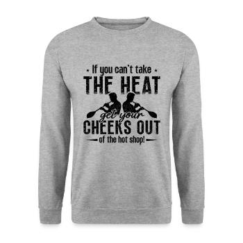 If You Can't Take The Heat Glass Craft Glassblower - Unisex Sweatshirt - salt & pepper - Front - Alina (178cm) & Michal (187cm)