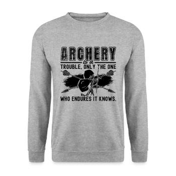 Archery Trouble Only The Bo Shooting Arrow Archer - Unisex Sweatshirt - salt & pepper - Front - Alina (178cm) & Michal (187cm)