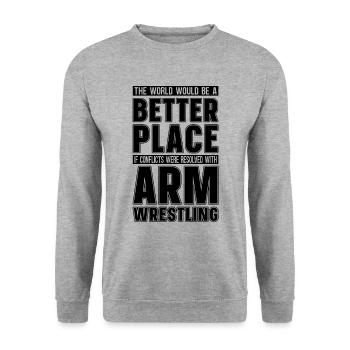 The World Would Arm Wrestling Wrestle Wrestler - Unisex Sweatshirt - salt & pepper - Front - Alina (178cm) & Michal (187cm)