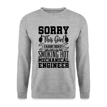 Désolé, cette fille est déjà ingénieure en mécanique automobile - Sweat-shirt Unisexe - gris chiné - Devant - Alina (178cm) & Michal (187cm)