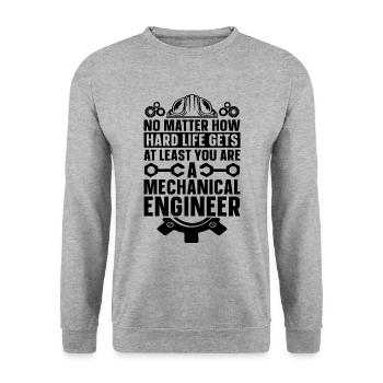 No Matter How Hard Life Gets Car Mechanic Engineer - Unisex Pullover - Weißgrau meliert - Vorne - Alina (178cm) & Michal (187cm)