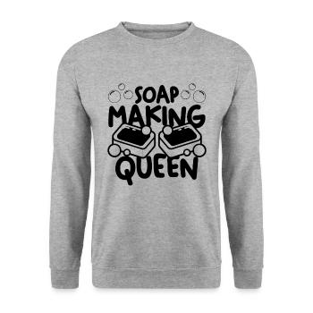 Soap Making Queen Essential Oils Soaper Soap Maker - Unisex Pullover - Weißgrau meliert - Vorne - Alina (178cm) & Michal (187cm)