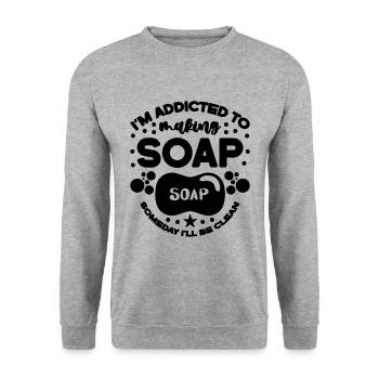 Addicted To Making Soap Handicrafts Soap Maker - Unisex Pullover - Weißgrau meliert - Vorne - Alina (178cm) & Michal (187cm)