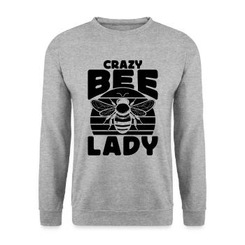 Crazy Bee Lady Beekeeping Rétro Apiariste Apiculteur - Sweat-shirt Unisexe - gris chiné - Devant - Alina (178cm) & Michal (187cm)