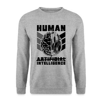 Human Artificial Intelligence Technology Robotics - Unisex Sweatshirt - salt & pepper - Front - Alina (178cm) & Michal (187cm)