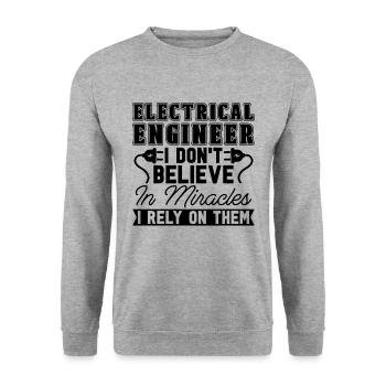 Electrical Engineer I Don't Believe In Electronics - Unisex Pullover - Weißgrau meliert - Vorne - Alina (178cm) & Michal (187cm)