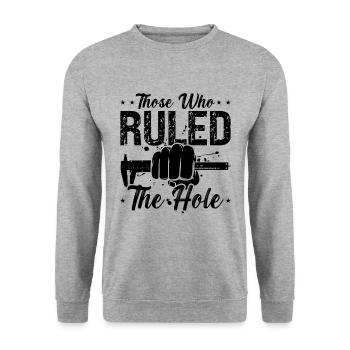 Those Who Ruled The Hole Cnc Machine Machinists - Unisex Pullover - Weißgrau meliert - Vorne - Alina (178cm) & Michal (187cm)