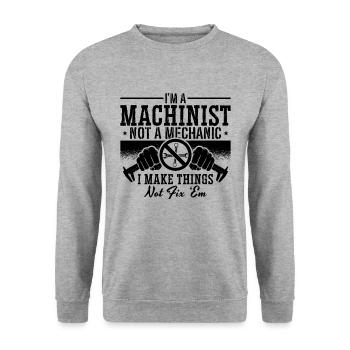Je suis machiniste, pas mécanicien - Sweat-shirt Unisexe - gris chiné - Devant - Alina (178cm) & Michal (187cm)
