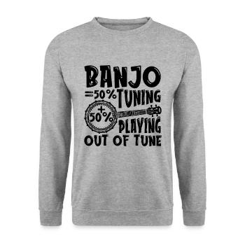 Banjo 50% Tuning 50 % Playing Loves Folk Music - Unisex Pullover - Weißgrau meliert - Vorne - Alina (178cm) & Michal (187cm)
