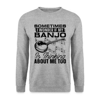 Parfois, je me demande si mon joueur de banjo d’instrument - Sweat-shirt Unisexe - gris chiné - Devant - Alina (178cm) & Michal (187cm)