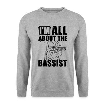 Je suis tout au sujet de la guitare basse guitariste bassiste - Sweat-shirt Unisexe - gris chiné - Devant - Alina (178cm) & Michal (187cm)