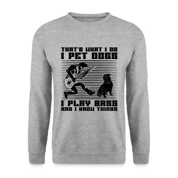 That's What I Do Retro Bass Guitarist Bass Player - Unisex Pullover - Weißgrau meliert - Vorne - Alina (178cm) & Michal (187cm)