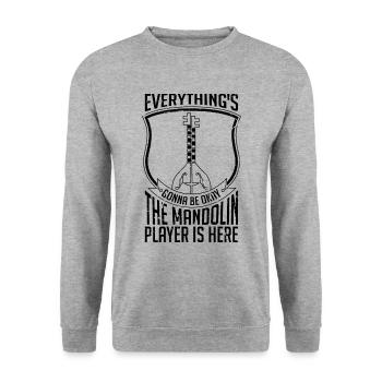 Tout va être Musique Folk Joueur de mandoline - Sweat-shirt Unisexe - gris chiné - Devant - Alina (178cm) & Michal (187cm)