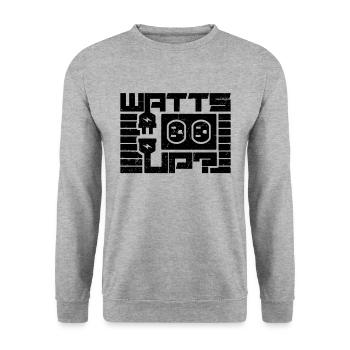Watts Up Electricity Lineman Electrical Engineer - Unisex Pullover - Weißgrau meliert - Vorne - Alina (178cm) & Michal (187cm)