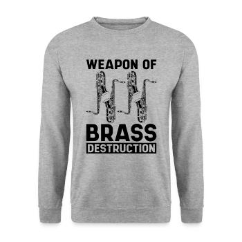 Weapon Of Brass Saxophone Player Saxophonist - Unisex Pullover - Weißgrau meliert - Vorne - Alina (178cm) & Michal (187cm)