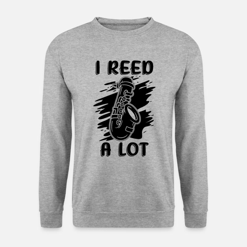 I Reed A Lot Retro Jazz Music Lover Saxophonist - Unisex Pullover - Weißgrau meliert