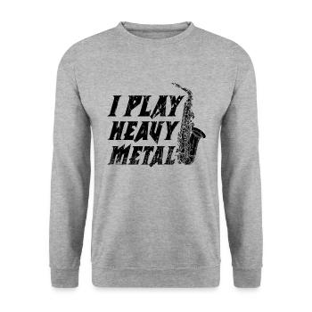 I Play Heavy Saxophone Marching Band Saxophonist - Unisex Sweatshirt - salt & pepper - Front - Alina (178cm) & Michal (187cm)