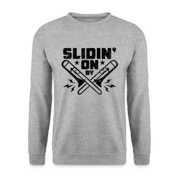 Slidin' On By Trombone Marching Band Trombonist - Unisex Pullover - Weißgrau meliert - Vorne - Alina (178cm) & Michal (187cm)
