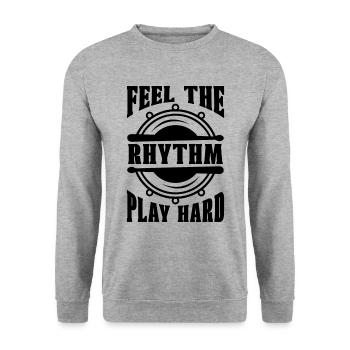 Feel The Rhythm Snare Drum Marching Band Drummer - Sweat-shirt Unisexe - gris chiné - Devant - Alina (178cm) & Michal (187cm)