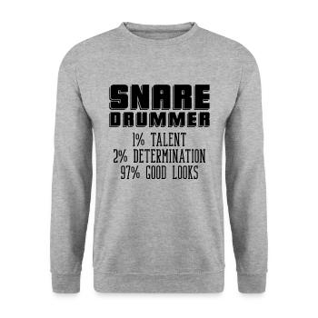 Snare Drummer 1% Talent 2% Determination Drumming - Unisex Sweatshirt - salt & pepper - Front - Alina (178cm) & Michal (187cm)