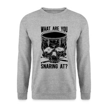 What Are You Snaring Snare Drum Instrument Drummer - Unisex Sweatshirt - salt & pepper - Front - Alina (178cm) & Michal (187cm)