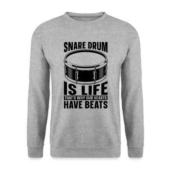 Snare Drum Is Life That's Why Percussion Drummer - Unisex Sweatshirt - salt & pepper - Front - Alina (178cm) & Michal (187cm)