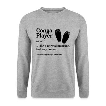 Conga Player Like A Normal Drummer Conga Player - Unisex Pullover - Weißgrau meliert - Vorne - Alina (178cm) & Michal (187cm)