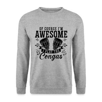 Of Course I'm Awesome Conga Drummer Conga Player - Unisex Pullover - Weißgrau meliert - Vorne - Alina (178cm) & Michal (187cm)
