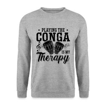 Playing The Conga Is My Instrument Conga Player - Unisex Pullover - Weißgrau meliert - Vorne - Alina (178cm) & Michal (187cm)