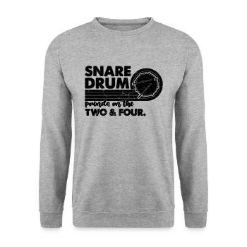 Snare Drum Pounds On The Instrument Lovers Batteur - Sweat-shirt Unisexe - gris chiné - Devant - Alina (178cm) & Michal (187cm)
