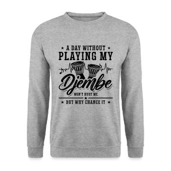 A Day Without Playing My Instrument Djembe Player - Unisex Sweatshirt - salt & pepper - Front - Alina (178cm) & Michal (187cm)