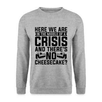 Here We Are In The Desserts Baker Cheesecake Lover - Unisex Pullover - Weißgrau meliert - Vorne - Alina (178cm) & Michal (187cm)
