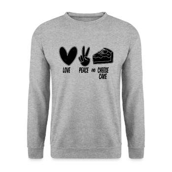 Love Peace And Cheesecake aking Cheesecake Lover - Unisex Sweatshirt - salt & pepper - Front - Alina (178cm) & Michal (187cm)