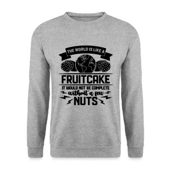 The World Is Like Nutrition Facts Fruitcake Lover - Unisex Sweatshirt - salt & pepper - Front - Alina (178cm) & Michal (187cm)