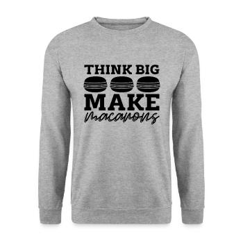 Think Big Make Macaron Sweets Baking Macaron Lover - Unisex Pullover - Weißgrau meliert - Vorne - Alina (178cm) & Michal (187cm)