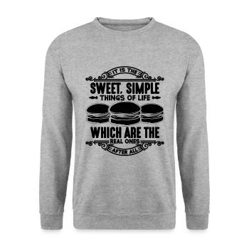 It Is The Sweet Simple Things Baking Macaron Lover - Unisex Sweatshirt - salt & pepper - Front - Alina (178cm) & Michal (187cm)