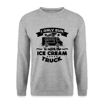 Je ne cours que pour attraper un amateur de crème glacée aux fruits congelés - Sweat-shirt Unisexe - gris chiné - Devant - Alina (178cm) & Michal (187cm)