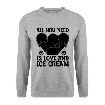 All You Need Is Love Frozen Sweets Ice Cream Lover - Unisex Sweatshirt - salt & pepper - Front - Alina (178cm) & Michal (187cm)