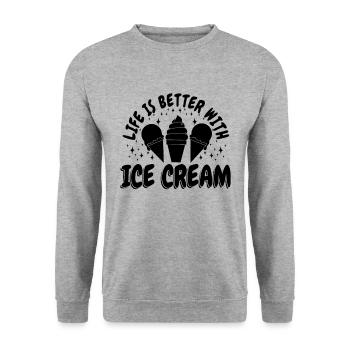 Life Is Better With Frozen Fruit Ice Cream Lover - Unisex Sweatshirt - salt & pepper - Front - Alina (178cm) & Michal (187cm)