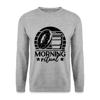 Morning Ritual Breakfast Coffee & Donuts Lover - Unisex Pullover - Weißgrau meliert - Vorne - Alina (178cm) & Michal (187cm)